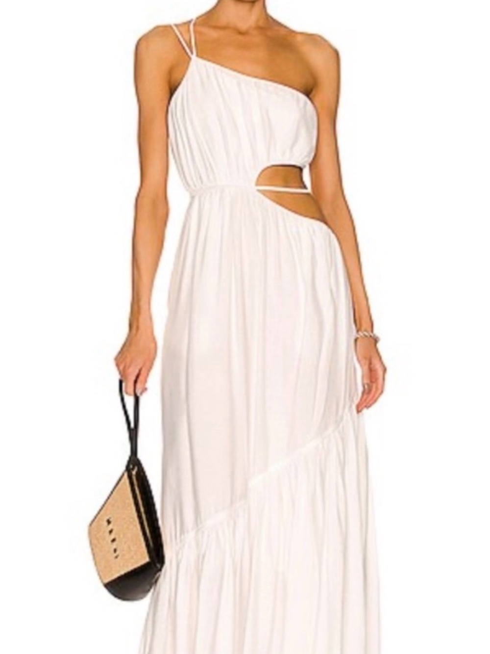 Jonathan Simkhai White One-Shoulder Cutout Maxi Dress